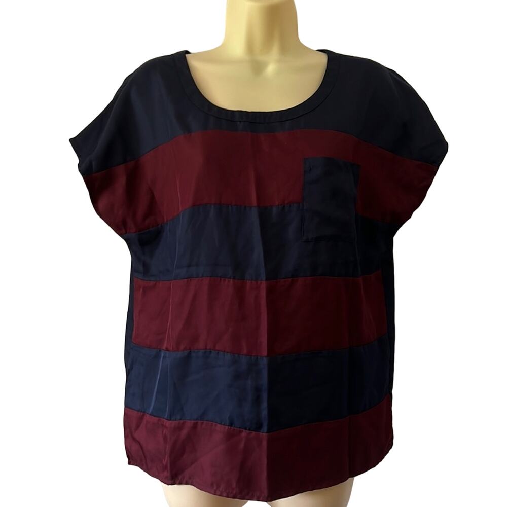The Limited Size M Navy Blue and Maroon Blouse Vintage Y2K